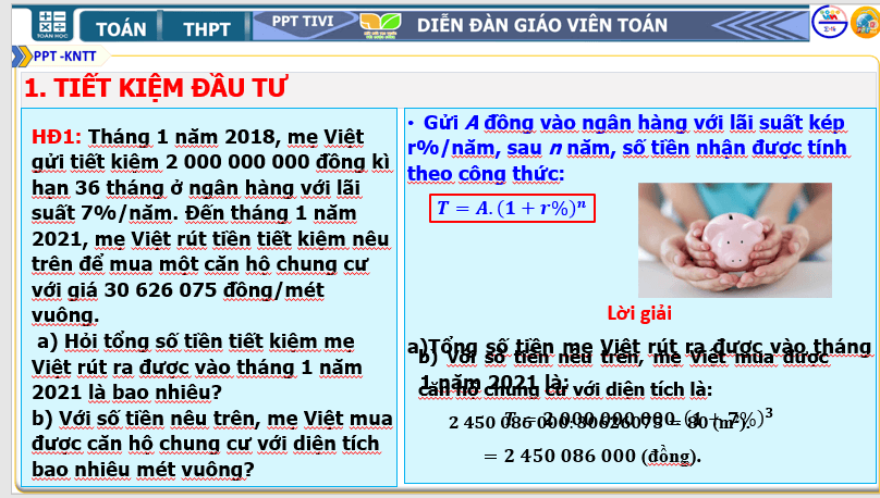 Giáo án điện tử Toán 10 Tìm hiểu một số kiến thức về tài chính | PPT Toán 10 Kết nối tri thức