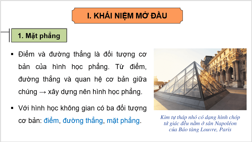 Giáo án điện tử Toán 11 Cánh diều Bài 1: Đường thẳng và mặt phẳng trong không gian | PPT Toán 11