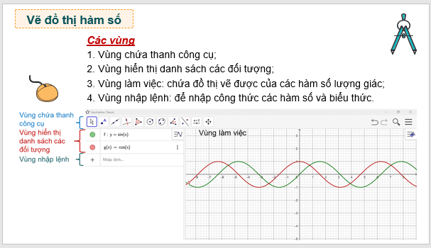 Giáo án điện tử Toán 11 Chân trời Bài 1: Tìm hiểu hàm số lượng giác bằng phần mềm GeoGebra | PPT Toán 11 Chân trời sáng tạo