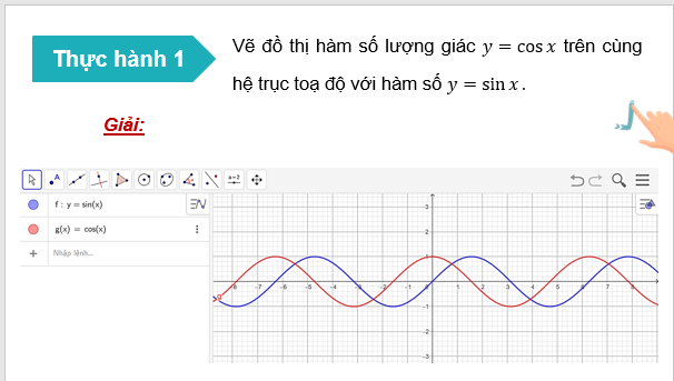 Giáo án điện tử Toán 11 Chân trời Bài 1: Tìm hiểu hàm số lượng giác bằng phần mềm GeoGebra | PPT Toán 11 Chân trời sáng tạo