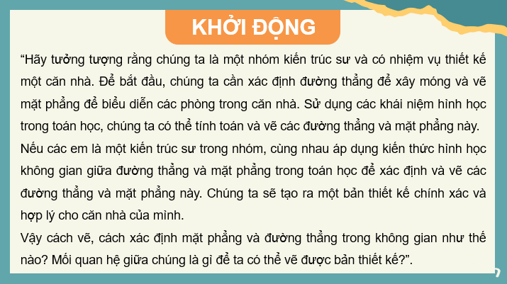 Giáo án điện tử Toán 11 Kết nối Bài 10: Đường thẳng và mặt phẳng trong không gian | PPT Toán 11 Kết nối tri thức