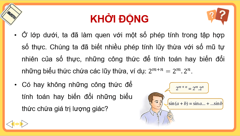 Giáo án điện tử Toán 11 Cánh diều Bài 2: Các phép biến đổi lượng giác | PPT Toán 11