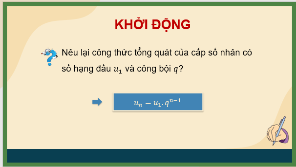 Giáo án điện tử Toán 11 Chân trời Bài 2: Dùng công thức cấp số nhân để dự báo dân số | PPT Toán 11 Chân trời sáng tạo