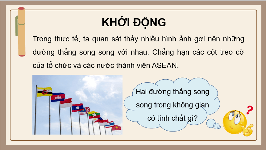 Giáo án điện tử Toán 11 Cánh diều Bài 2: Hai đường thẳng song song trong không gian | PPT Toán 11