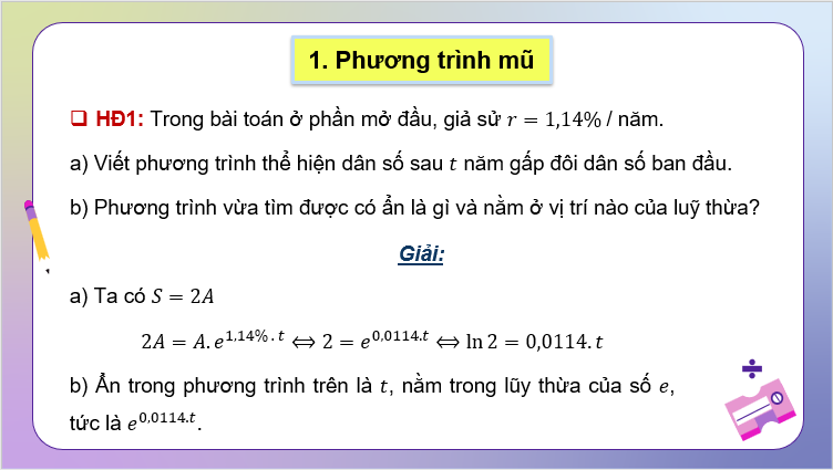 Giáo án điện tử Toán 11 Cánh diều Bài 4: Phương trình, bất phương trình mũ và lôgarit | PPT Toán 11