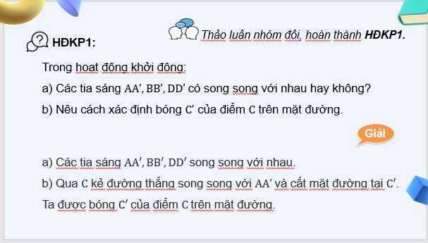 Giáo án điện tử Toán 11 Chân trời Bài 5: Phép chiếu song song | PPT Toán 11 Chân trời sáng tạo