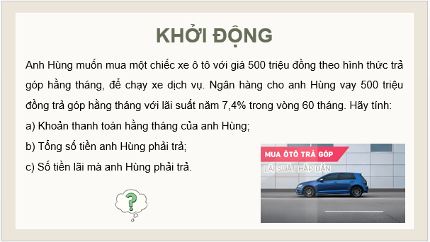 Giáo án điện tử Chuyên đề Toán 12 Kết nối Bài 6: Tín dụng. Vay nợ | PPT Chuyên đề học tập Toán 12 Kết nối tri thức