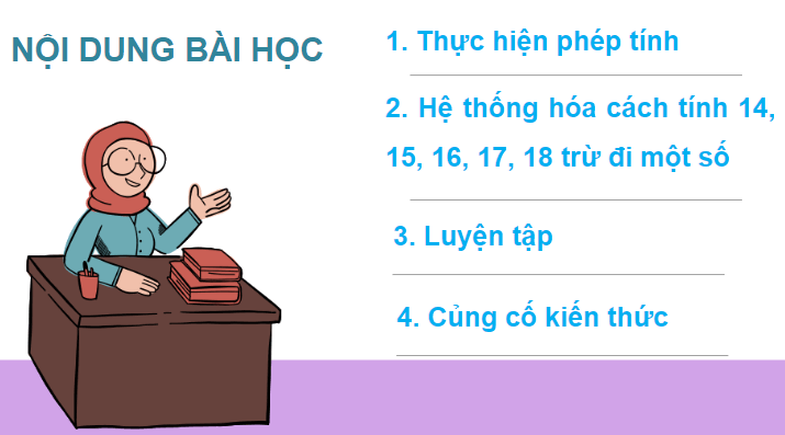 Giáo án điện tử 14, 15, 16, 17, 18 trừ đi một số lớp 2 | PPT Toán lớp 2 Chân trời sáng tạo