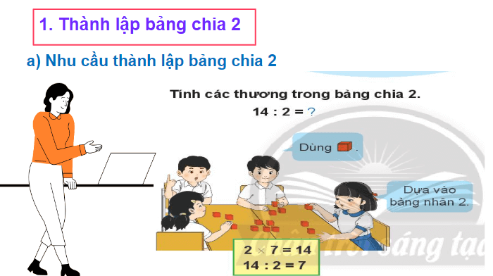 Giáo án điện tử Toán lớp 2 Bảng chia 2 | PPT Toán lớp 2 Chân trời sáng tạo