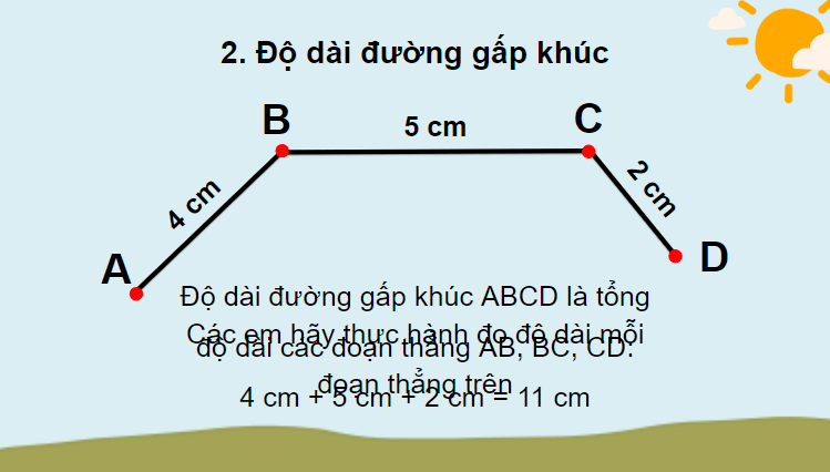 Giáo án điện tử Toán lớp 2 Độ dài đoạn thẳng – độ dài đường gấp khúc | PPT Toán lớp 2 Cánh diều