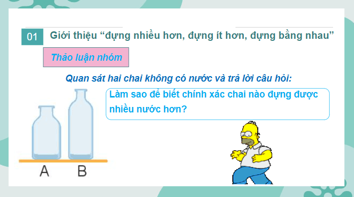 Giáo án điện tử Toán lớp 2 Đựng nhiều nước, đựng ít nước | PPT Toán lớp 2 Chân trời sáng tạo