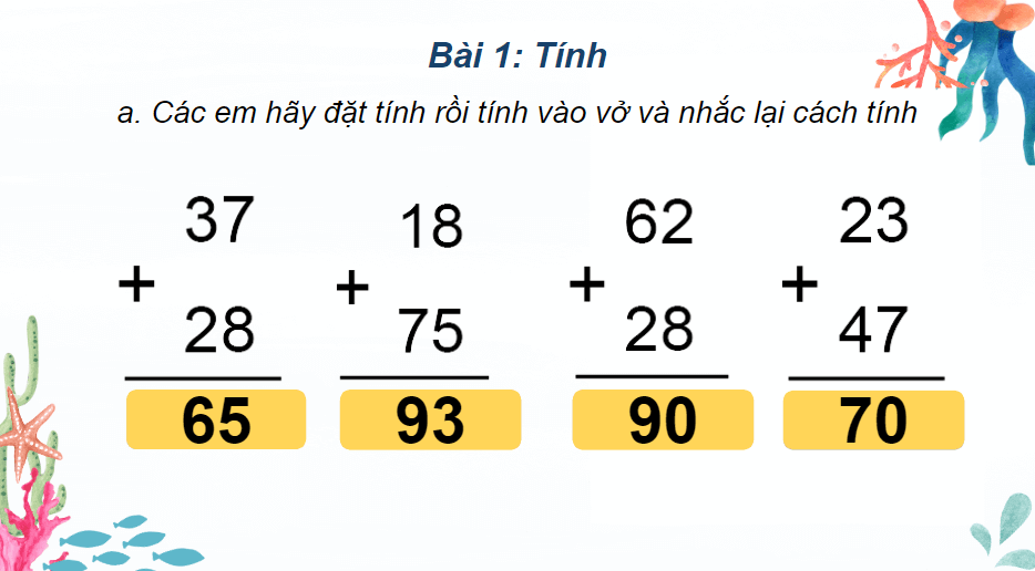 Giáo án điện tử Toán lớp 2 Luyện tập trang 62 | PPT Toán lớp 2 Cánh diều