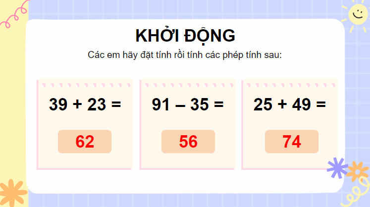 Giáo án điện tử Toán lớp 2 Ôn tập về phép cộng và phép trừ trong phạm vi 100 | PPT Toán lớp 2 Cánh diều