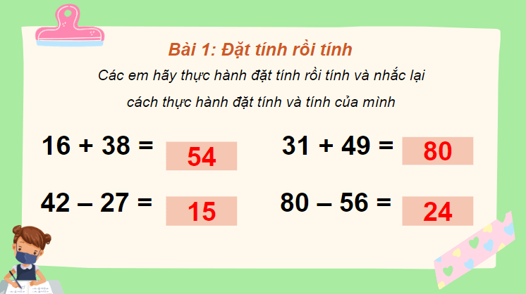 Giáo án điện tử Toán lớp 2 Ôn tập về phép cộng và phép trừ trong phạm vi 100 | PPT Toán lớp 2 Cánh diều