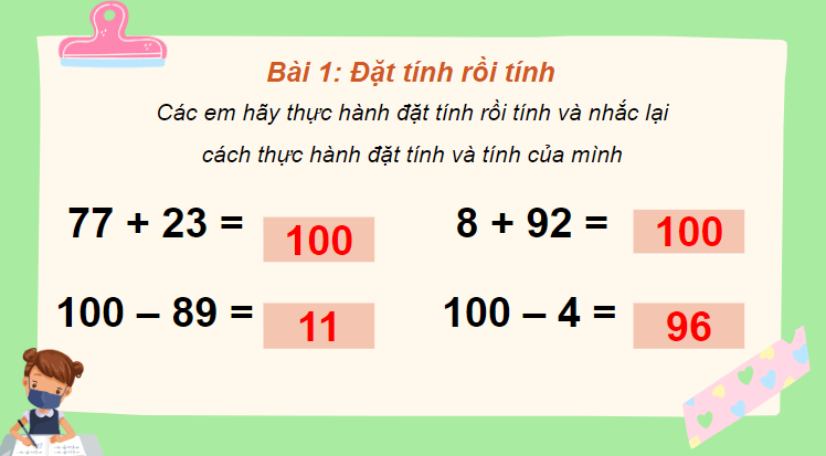 Giáo án điện tử Toán lớp 2 Ôn tập về phép cộng và phép trừ trong phạm vi 100 | PPT Toán lớp 2 Cánh diều