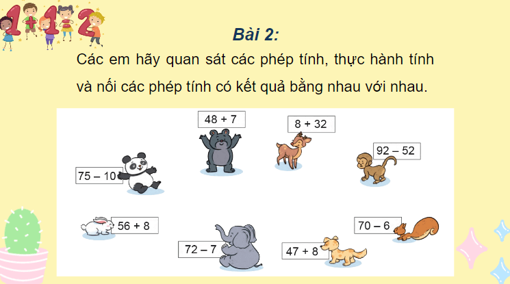 Giáo án điện tử Toán lớp 2 Ôn tập về phép cộng và phép trừ trong phạm vi 100 | PPT Toán lớp 2 Cánh diều