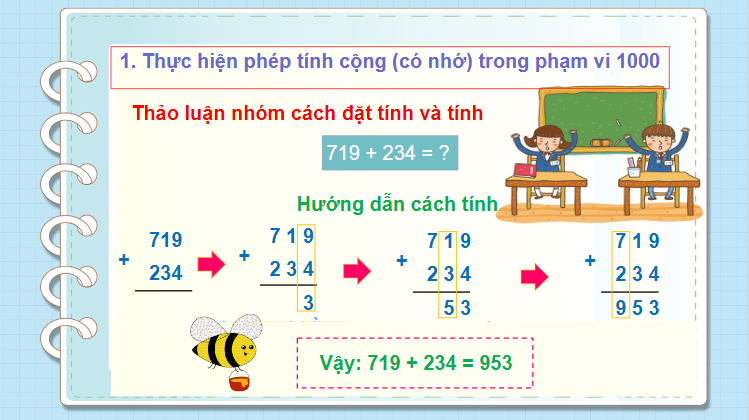 Giáo án điện tử Toán lớp 2 Phép cộng (có nhớ) trong phạm vi 1000 | PPT Toán lớp 2 Cánh diều