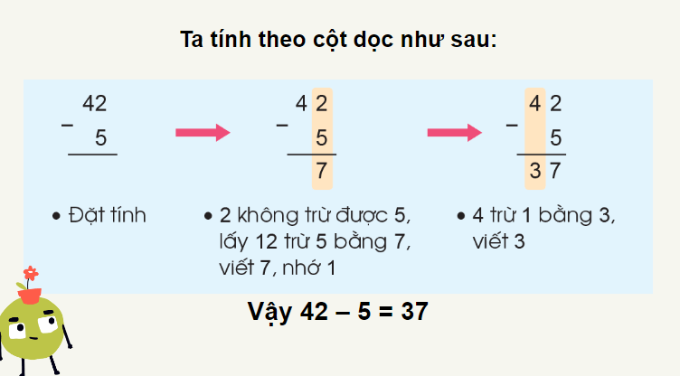 Giáo án điện tử Toán lớp 2 Phép trừ (có nhớ) trong phạm vi 100 (tiếp theo) | PPT Toán lớp 2 Cánh diều