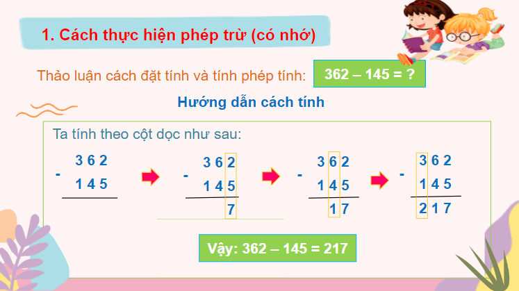 Giáo án điện tử Toán lớp 2 Phép trừ (có nhớ) trong phạm vi 1000 | PPT Toán lớp 2 Cánh diều