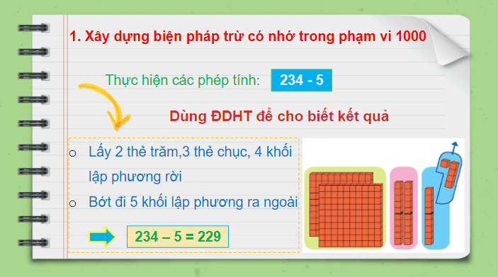 Giáo án điện tử Toán lớp 2 Phép trừ có nhớ trong phạm vi 1000 | PPT Toán lớp 2 Chân trời sáng tạo