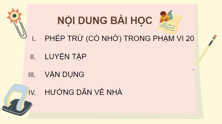 Giáo án điện tử Toán lớp 2 Phép trừ (có nhớ) trong phạm vi 20 | PPT Toán lớp 2 Cánh diều