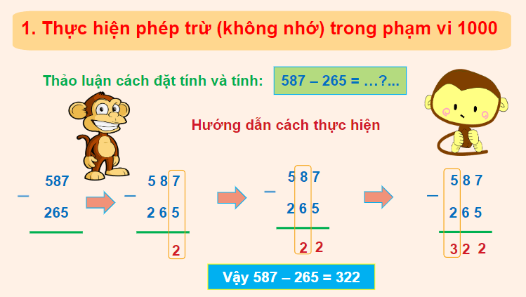 Giáo án điện tử Toán lớp 2 Phép trừ (không nhớ) trong phạm vi 1000 | PPT Toán lớp 2 Cánh diều