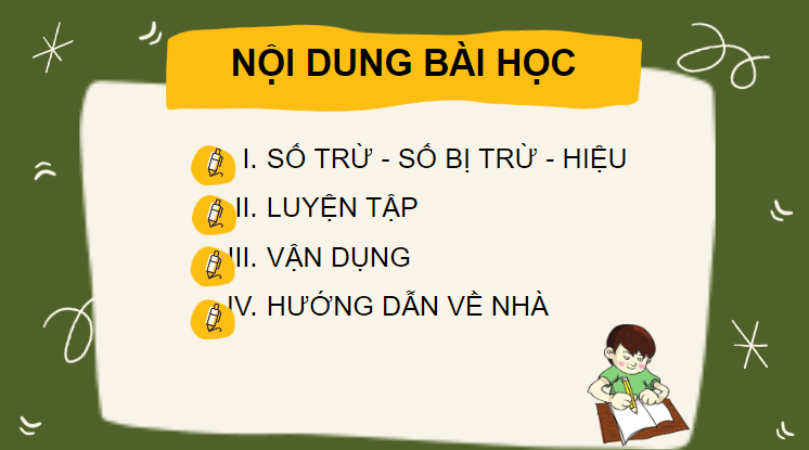 Giáo án điện tử Toán lớp 2 Số bị trừ - số trừ - hiệu | PPT Toán lớp 2 Cánh diều