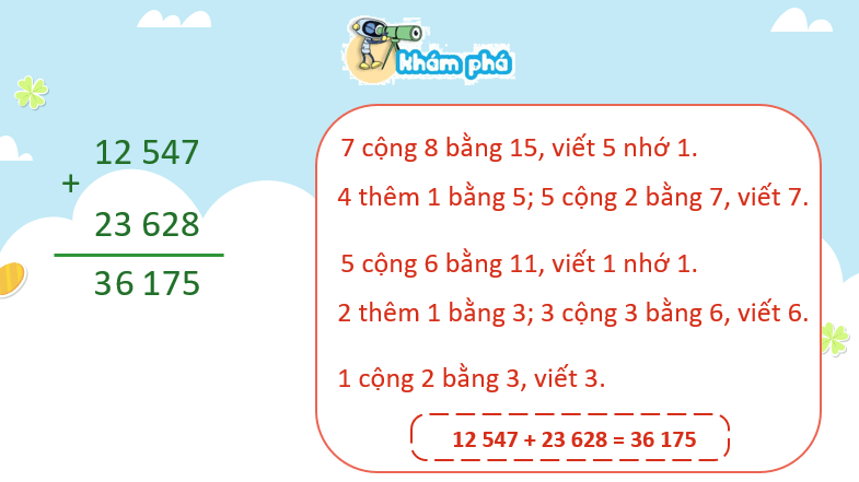 Giáo án điện tử Toán lớp 3 Bài 63: Phép cộng trong phạm vi 100000 | PPT Toán lớp 3 Kết nối tri thức