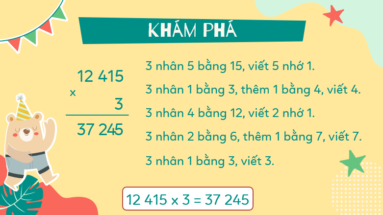 Giáo án điện tử Toán lớp 3 Bài 70: Nhân số có năm chữ số với số có một chữ số | PPT Toán lớp 3 Kết nối tri thức