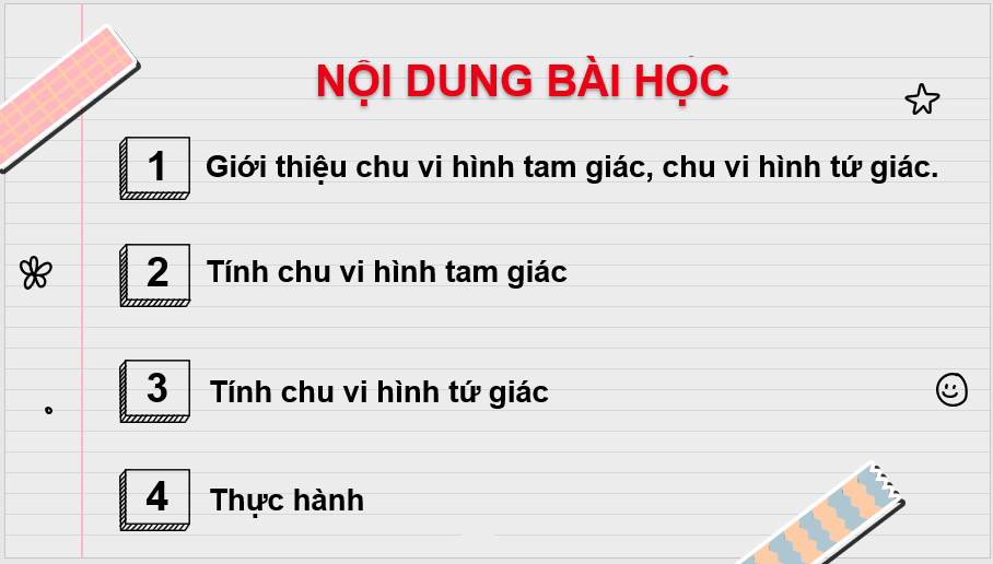 Giáo án điện tử Toán lớp 3 Chu vi hình tam giác, chu vi hình tứ giác | PPT Toán lớp 3 Chân trời sáng tạo