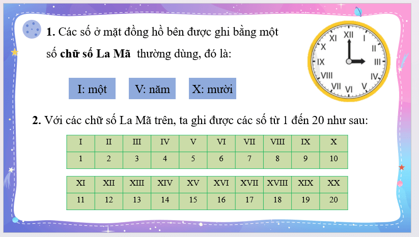 Giáo án điện tử Toán lớp 3 Em làm quen với chữ số la mã | PPT Toán lớp 3 Cánh diều