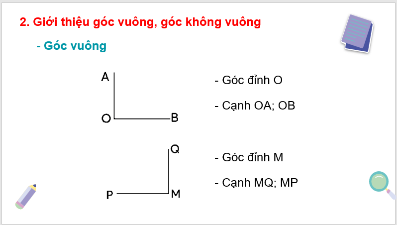 Giáo án điện tử Toán lớp 3 Góc vuông, góc không vuông | PPT Toán lớp 3 Chân trời sáng tạo