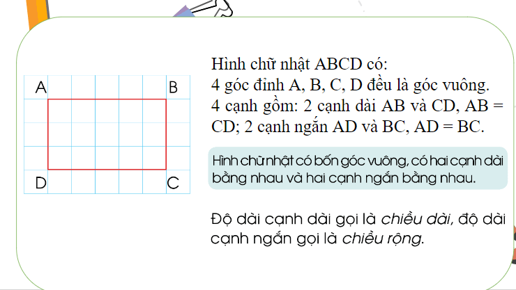 Giáo án điện tử Toán lớp 3 Hình chữ nhật | PPT Toán lớp 3 Cánh diều