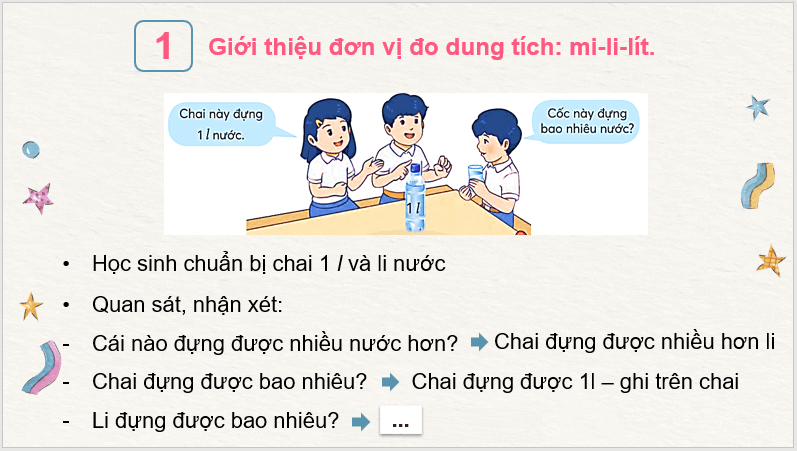 Giáo án điện tử Toán lớp 3 Mi-li-lít | PPT Toán lớp 3 Chân trời sáng tạo