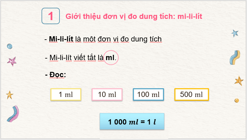 Giáo án điện tử Toán lớp 3 Mi-li-lít | PPT Toán lớp 3 Chân trời sáng tạo