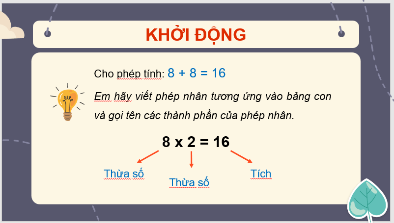 Giáo án điện tử Toán lớp 3 Ôn tập phép nhân | PPT Toán lớp 3 Chân trời sáng tạo