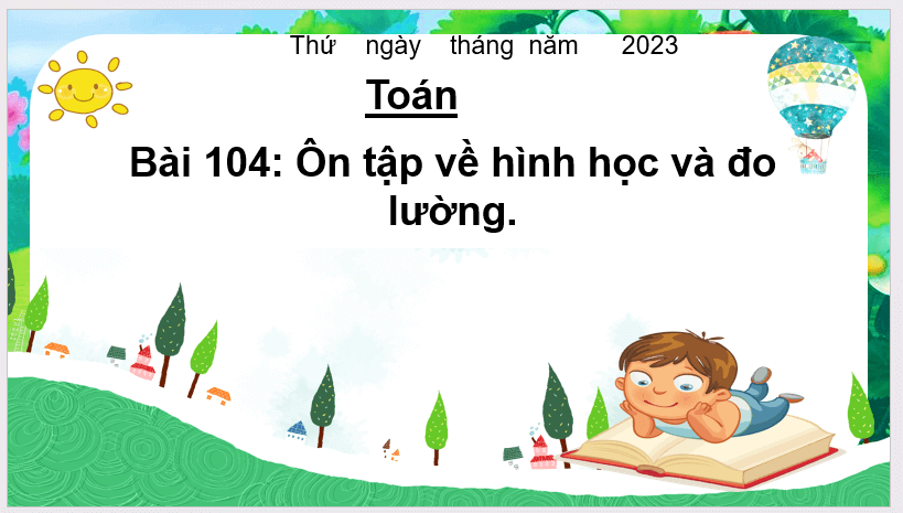 Giáo án điện tử Toán lớp 3 Ôn tập về hình học và đo lường trang 109 | PPT Toán lớp 3 Cánh diều