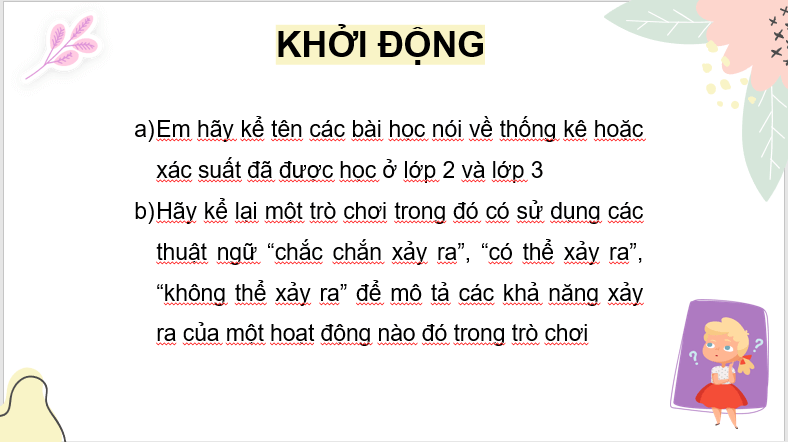 Giáo án điện tử Toán lớp 4 Bài 3: Ôn tập về một số yếu tố thống kê và xác suất | PPT Toán lớp 4 Cánh diều