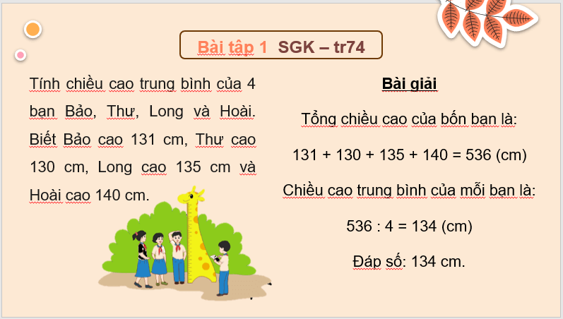 Giáo án điện tử Toán lớp 4 Bài 30: Luyện tập chung (trang 74, 75) | PPT Toán lớp 4 Cánh diều