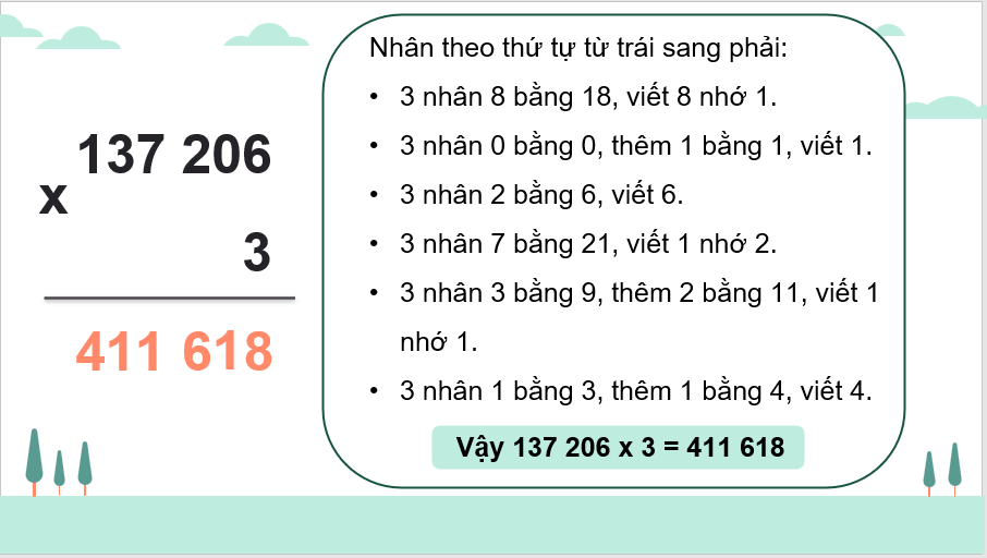 Giáo án điện tử Toán lớp 4 Bài 31: Nhân với số có một chữ số | PPT Toán lớp 4 Cánh diều