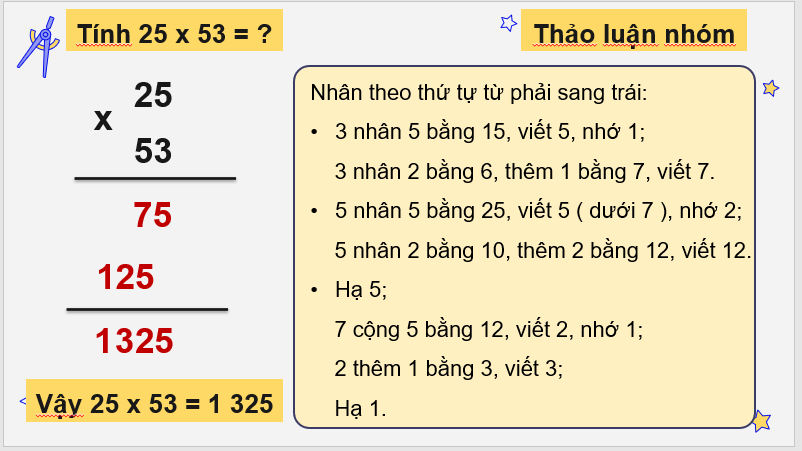 Giáo án điện tử Toán lớp 4 Bài 32: Nhân với số có hai chữ số | PPT Toán lớp 4 Cánh diều