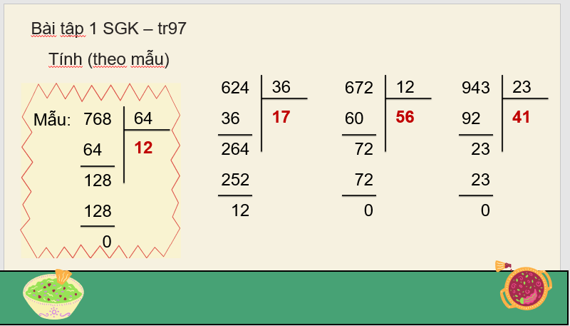 Giáo án điện tử Toán lớp 4 Bài 43: Luyện tập (trang 97) | PPT Toán lớp 4 Cánh diều