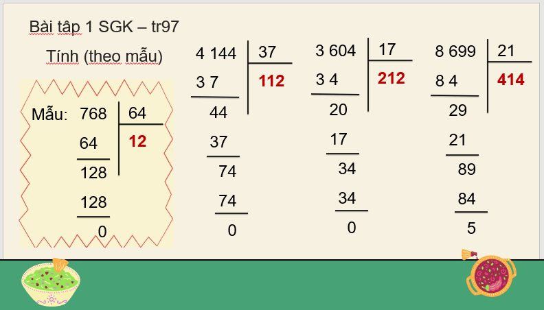 Giáo án điện tử Toán lớp 4 Bài 43: Luyện tập (trang 97) | PPT Toán lớp 4 Cánh diều