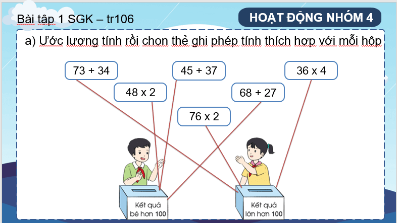 Giáo án điện tử Toán lớp 4 Bài 48: Luyện tập (trang 106, 107) | PPT Toán lớp 4 Cánh diều