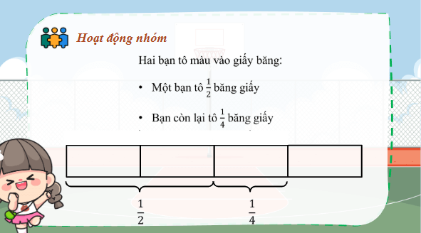 Giáo án điện tử Toán lớp 4 Bài 76: Cộng các phân số khác mẫu số | PPT Toán lớp 4 Cánh diều