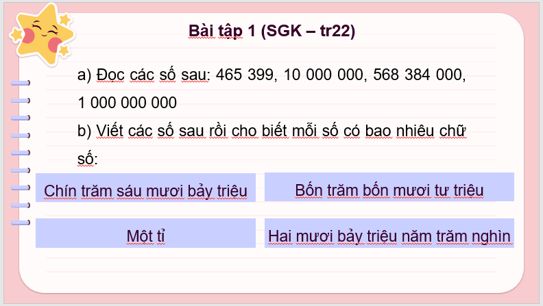 Giáo án điện tử Toán lớp 4 Bài 8: Luyện tập (trang 22) | PPT Toán lớp 4 Cánh diều