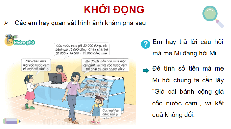 Giáo án điện tử Toán lớp 4 Bài 24: Tính chất giao hoán và kết hợp của phép cộng | PPT Toán lớp 4 Kết nối tri thức