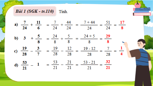 Giáo án điện tử Toán lớp 4 Bài 70: Ôn tập phép tính với phân số | PPT Toán lớp 4 Kết nối tri thức