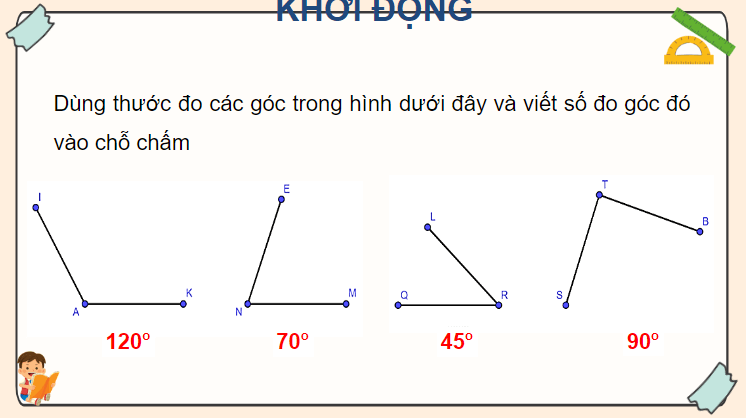 Giáo án điện tử Toán lớp 4 Bài 8: Góc nhọn, góc tù, góc bẹt | PPT Toán lớp 4 Kết nối tri thức