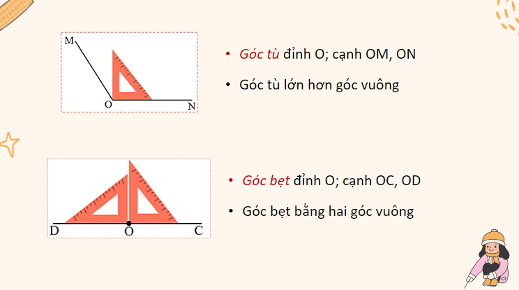 Giáo án điện tử Toán lớp 4 Bài 8: Góc nhọn, góc tù, góc bẹt | PPT Toán lớp 4 Kết nối tri thức